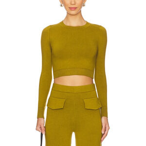 Joostricot Long Sleeve Green Cotton Crop Top Size XS